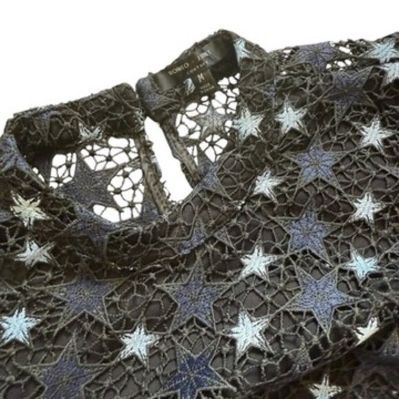 Romeo + Juliet Couture Navy Blue Black Stars Embroidered Sheath Dress M medium - Picture 8 of 9